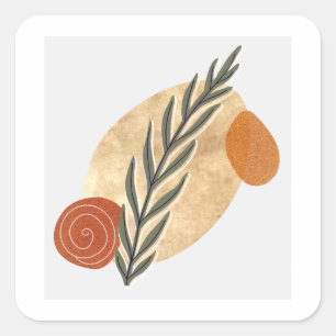 Green Stalk Boho Square Sticker