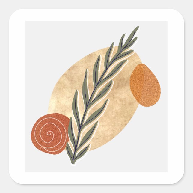 Green Stalk Boho Square Sticker (Front)