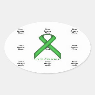 Green Standard Ribbon by Kenneth Yoncich Oval Sticker