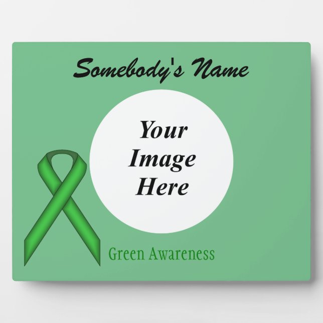 Green Standard Ribbon Template by Kenneth Yoncich Plaque (Front)
