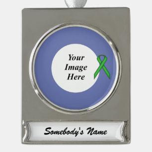 Green Standard Ribbon Template Silver Plated Banner Ornament