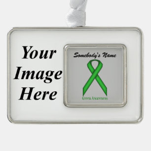 Green Standard Ribbon Tmpl (H-I)by Kenneth Yoncich Silver Plated Framed Ornament