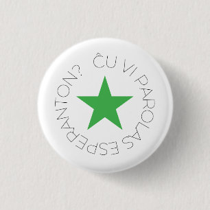 Green Star Button, Esperanto/Verda Stelo 2 3 Cm Round Badge