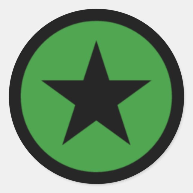 Green Star Classic Round Sticker (Front)