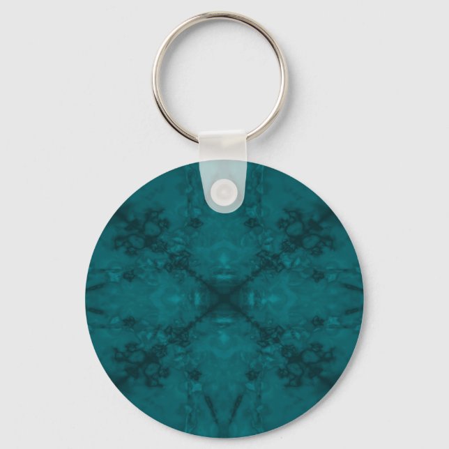 Green star kaleidoscope pattern key ring (Front)