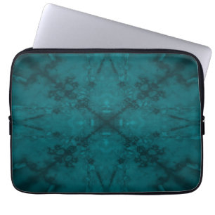 Green star kaleidoscope pattern laptop sleeve