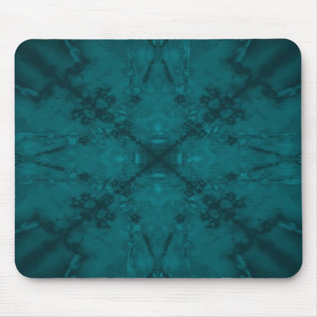 Green star kaleidoscope pattern mouse mat (Front)