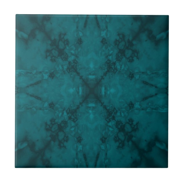 Green star kaleidoscope pattern tile (Front)
