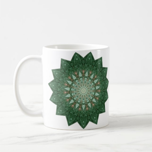 Green Star Mandala Coffee Mug (Left)