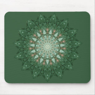 Green Star Mandala Mouse Mat