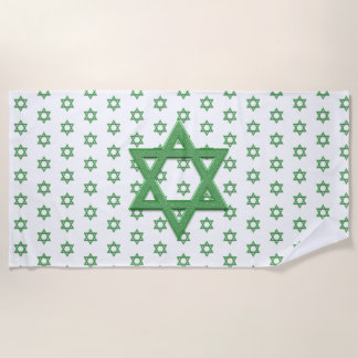 Green Star of David Seamless Beach Towel