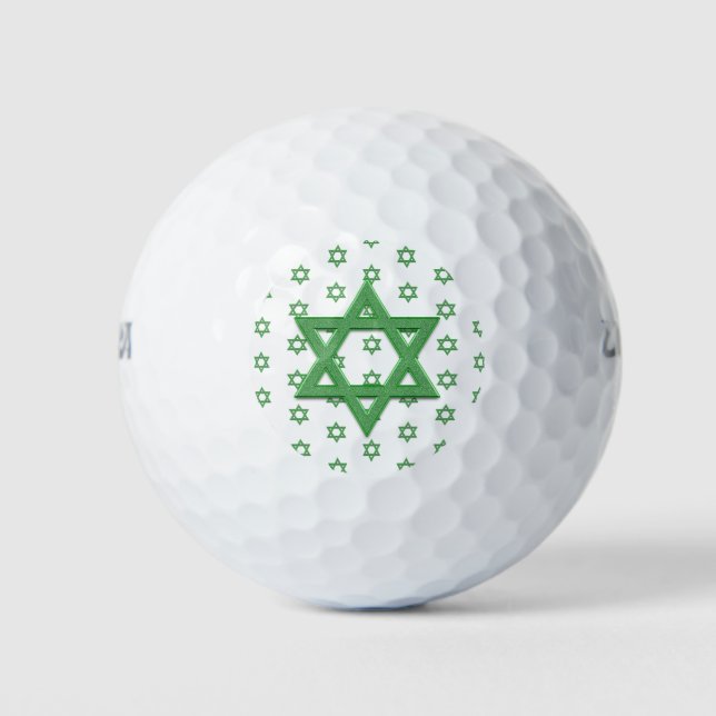 Green Star of David Seamless Golf Balls (Front)