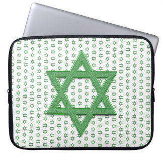 Green Star of David Seamless Laptop Sleeve