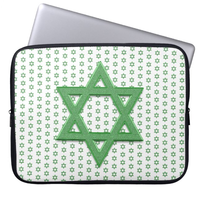 Green Star of David Seamless Laptop Sleeve (Front)