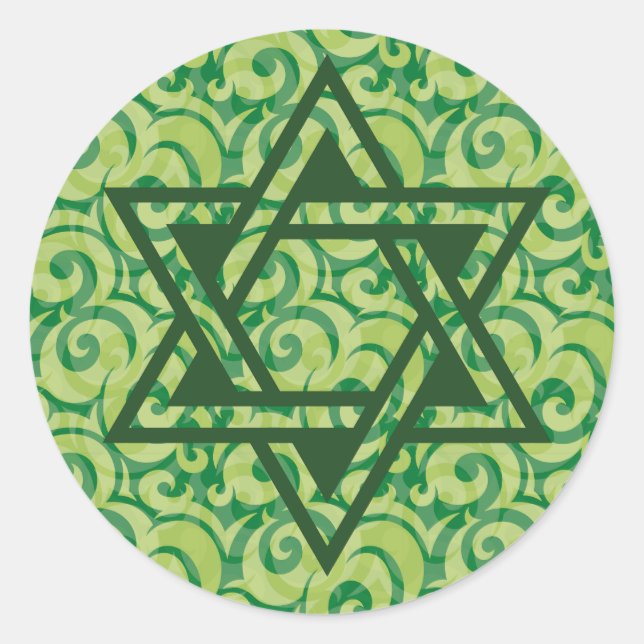 Green Star of David stickers (Front)