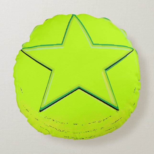 Green Star  Round Cushion (Front)