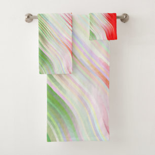 Green, Star White And Red Clover Broken Ombre Bath Towel Set