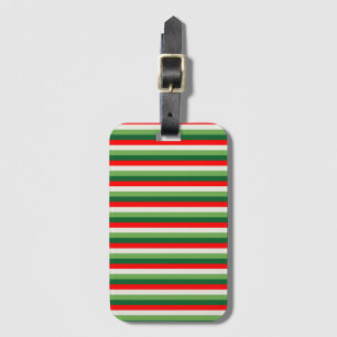 Green, Star White And Red Clover Pinstripes Luggage Tag