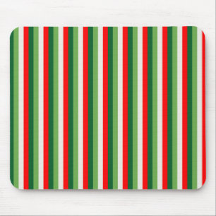 Green, Star White And Red Clover Pinstripes Mouse Mat