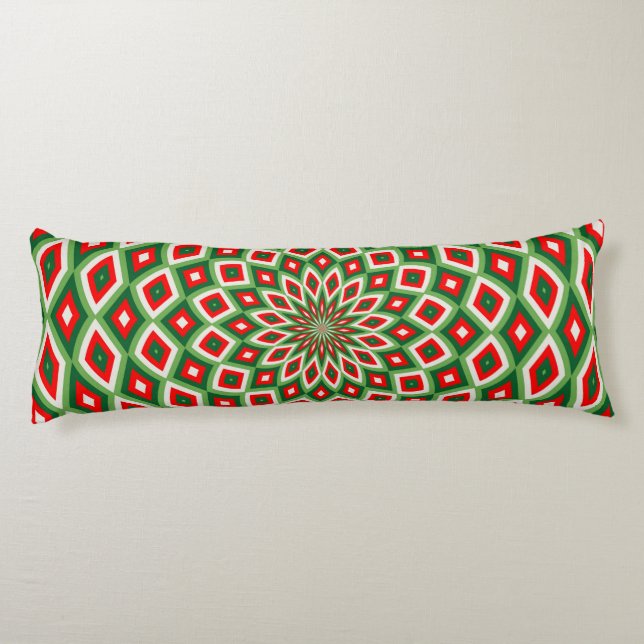 Green, Star White and Red Dome Effect Pattern Body Cushion (Back)