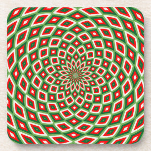 Green, Star White and Red Dome Effect Pattern Coaster