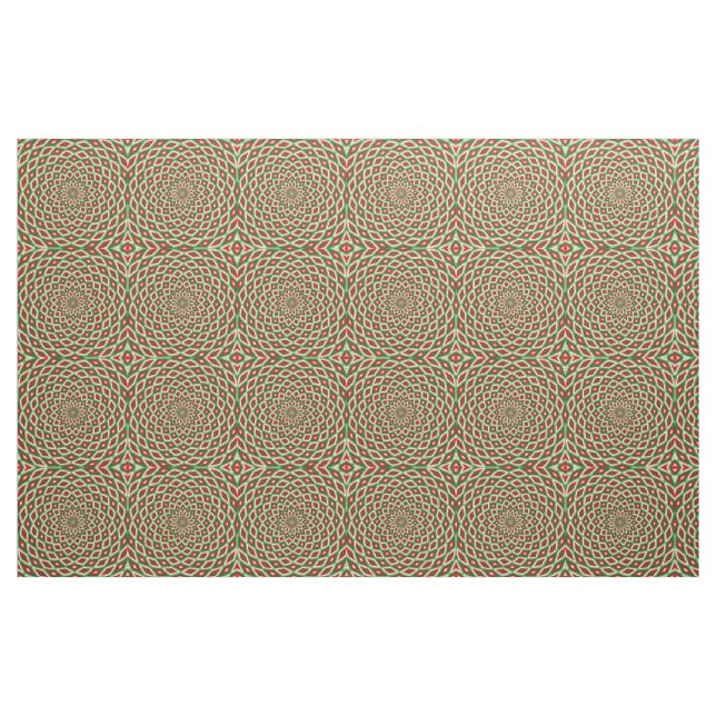 Green, Star White and Red Dome Effect Pattern Fabric (Fat Quarter)