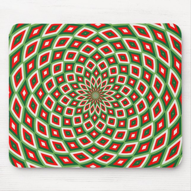Green, Star White and Red Dome Effect Pattern Mouse Mat (Front)