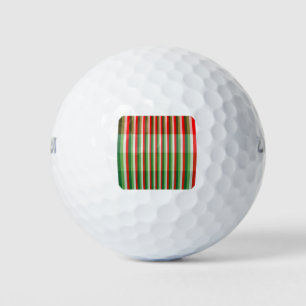 Green, Star White and Red Stipe Overlay Pattern Golf Balls