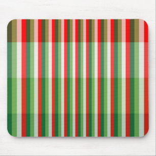 Green, Star White and Red Stipe Overlay Pattern Mouse Mat