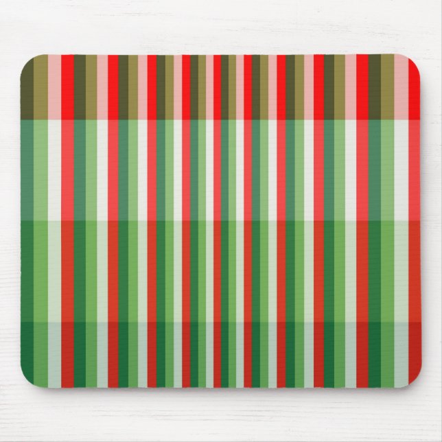 Green, Star White and Red Stipe Overlay Pattern Mouse Mat (Front)