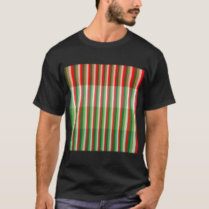 Green, Star White and Red Stipe Overlay Pattern T-Shirt