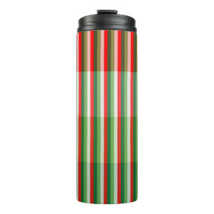 Green, Star White and Red Stipe Overlay Pattern Thermal Tumbler