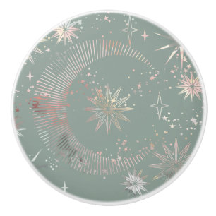 Green Starburst Ceramic Knob