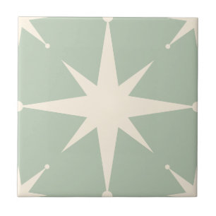 green Starburst Mid Century Modern Vintage Tile