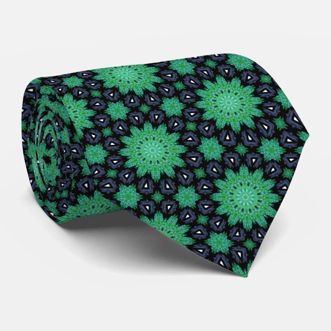 Green Starburst Neck Tie (Rolled)