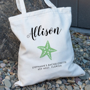 Green Starfish Bridesmaid Tote Bag for Wedding