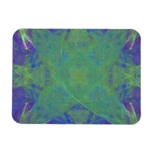 Green Starfish on Purple Abstract Magnet