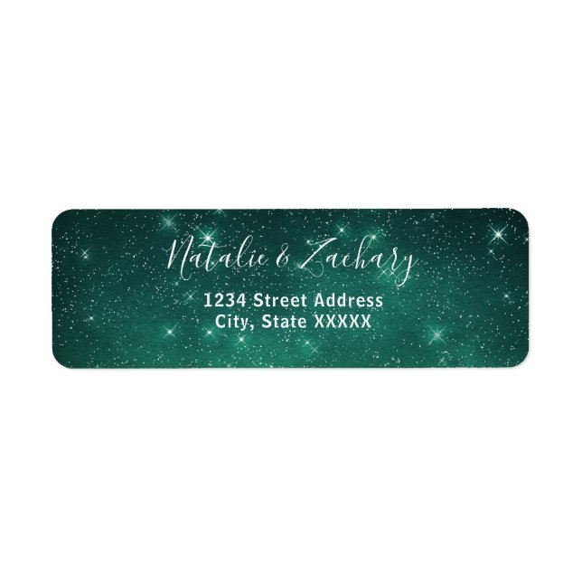 Green Starry Night Celestial Return Address Label (Front)