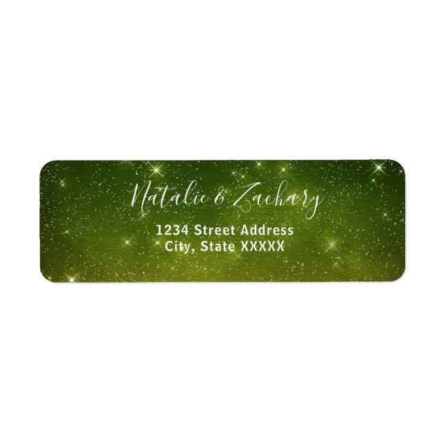 Green Starry Night Celestial Wedding Address (Front)
