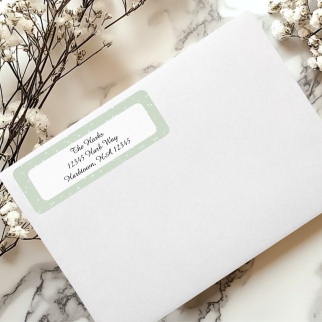 Green stars and Dots Return Address (Green dots and stars return address label )
