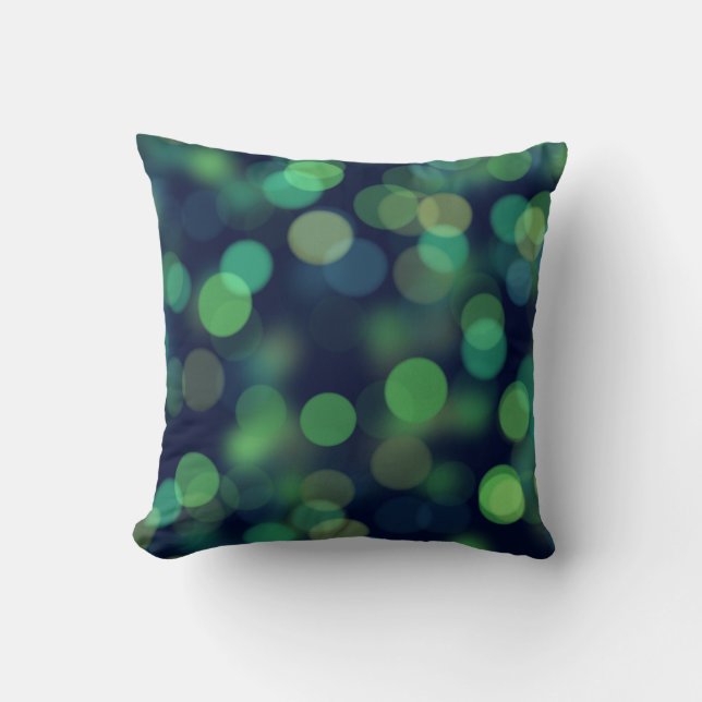 Green Stars Bokeh Cushion (Front)