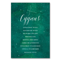 Green Stars Galaxy Seating Chart Card Cygnus