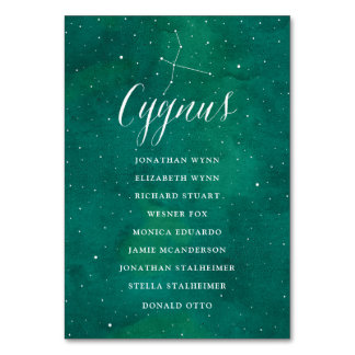 Green Stars Galaxy Seating Chart Card Cygnus