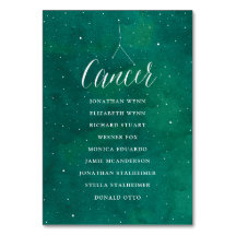 Green Stars Galaxy Wedding Seating Plan Cancer