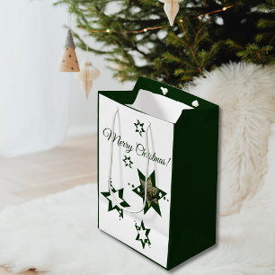 Green Stars Lawn Care Service Merry Christmas Medium Gift Bag