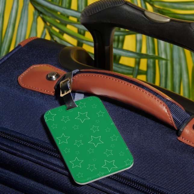 Green Stars Luggage Tag (Front Insitu 1)