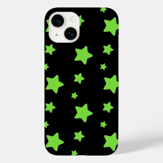 Green stars on black pattern Case-Mate iPhone case (Back)