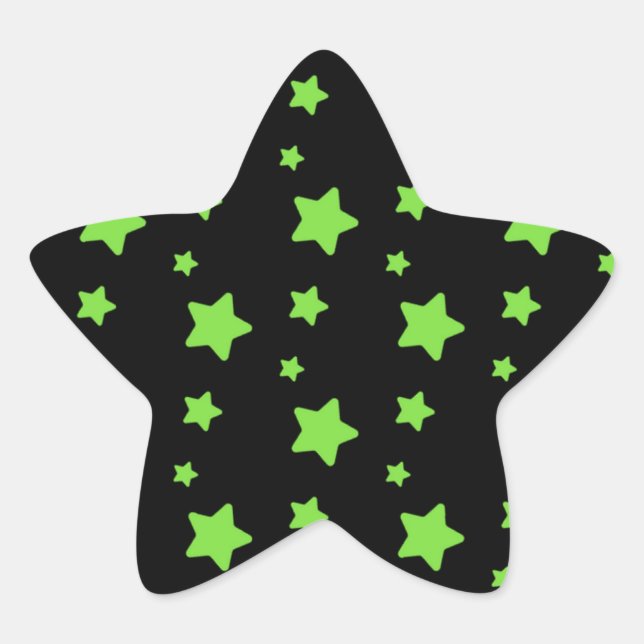 Green stars on black pattern star sticker (Front)