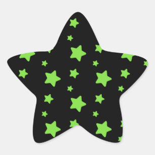 Green stars on black pattern star sticker