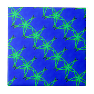 green stars on blue tile
